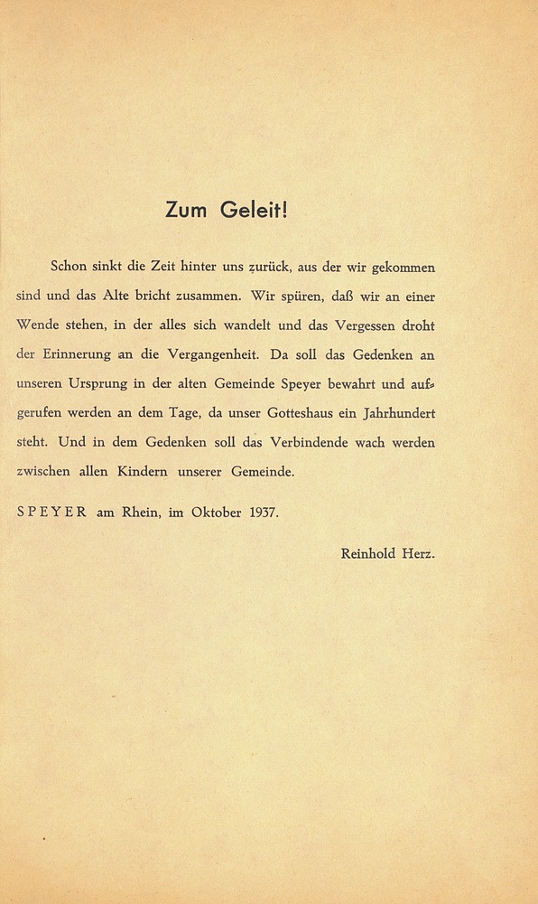 Gedenkschrift zum 100 Jahrigen Bestehen Der Synagoge Zu Speyer 