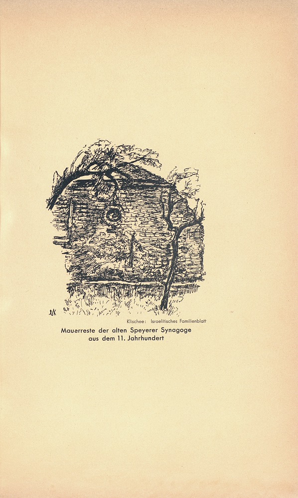 Gedenkschrift zum 100 Jahrigen Bestehen Der Synagoge Zu Speyer 