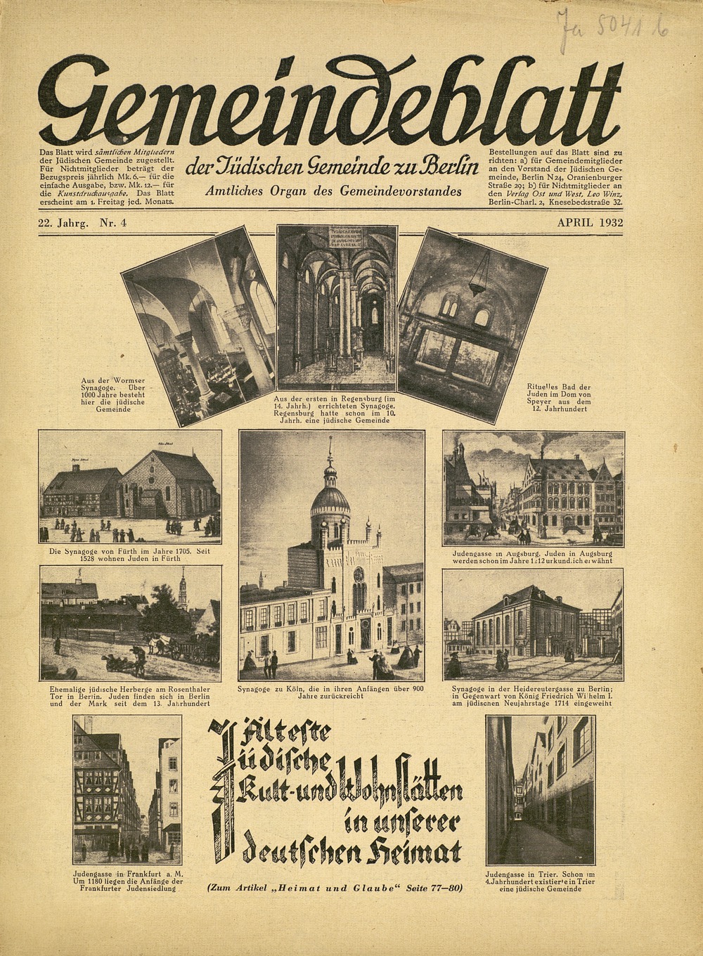 Gemeindeblatt der Judischen Gemeinde zu Berlin