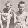 Portrait of two young men, Holocaust survivors
