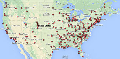 Map of iDigBio collaborators in North America